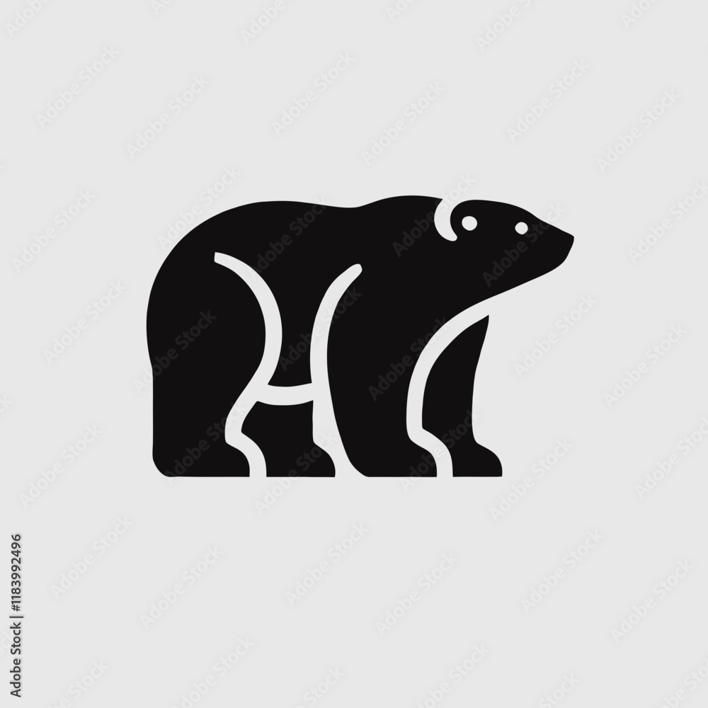 Obraz premium very simple flat and minimalist Polar Bear silhouette in black on a white background