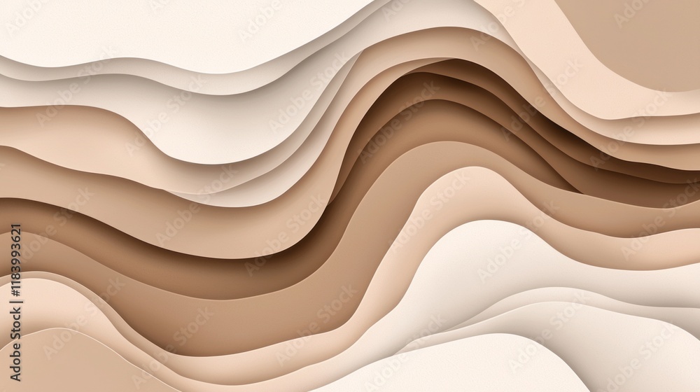 Obraz premium Flowing abstract shapes in gentle mocha tones intertwine, creating a tranquil yet dynamic composition. This harmonious blend invites contemplation and inspiration in artistic spaces