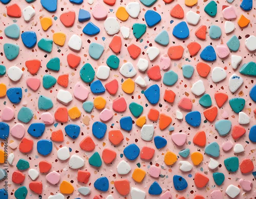 Fototapeta premium A terrazzo surface with multicolored chips.