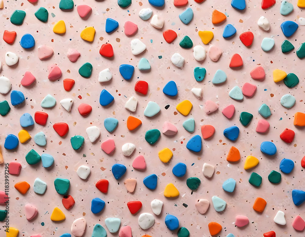A terrazzo surface with multicolored chips. A terrazzo surface with multicolored chips.