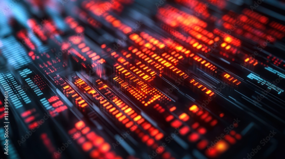 Abstract digital data stream flowing, red and blue, futuristic background, tech concept Abstract digital data stream flowing, red and blue, futuristic background, tech concept