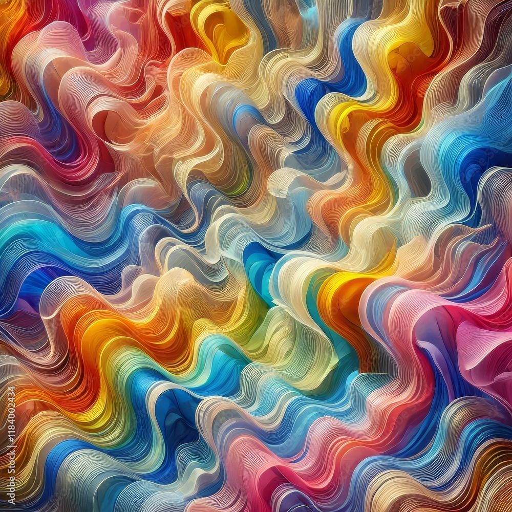 Vibrant colorful wavy abstract background of textured translucent fabric layers
Vibrant colorful wavy abstract background of textured translucent fabric layers