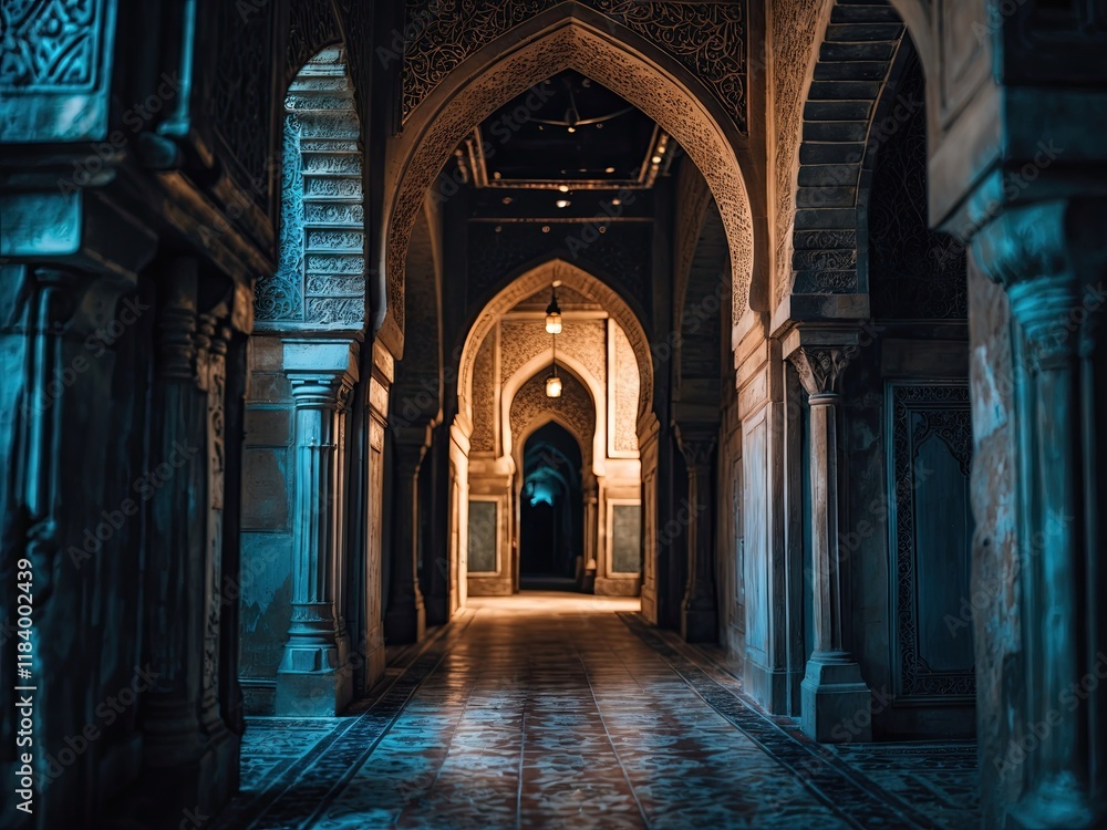 Fototapeta premium Mesmerizing image of mosque corner with beautiful decoration