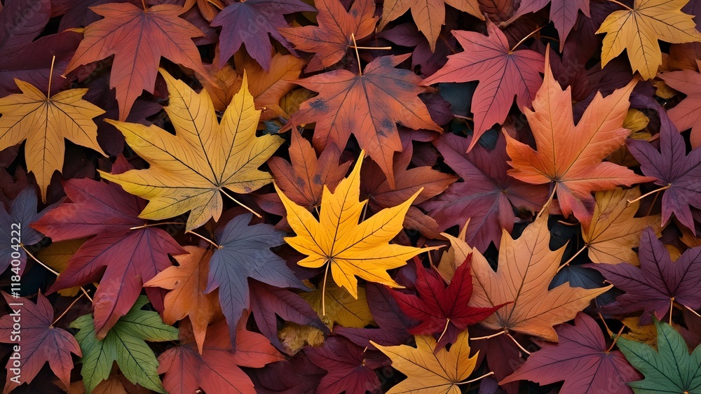 Vibrant Autumn Leaves Pile, Navy Background, Colorful Maple Leaves, Fall Foliage Texture Vibrant Autumn Leaves Pile, Navy Background, Colorful Maple Leaves, Fall Foliage Texture