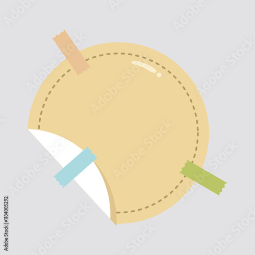 Circular Beige Sticker with Multi-Colored Tape Strips