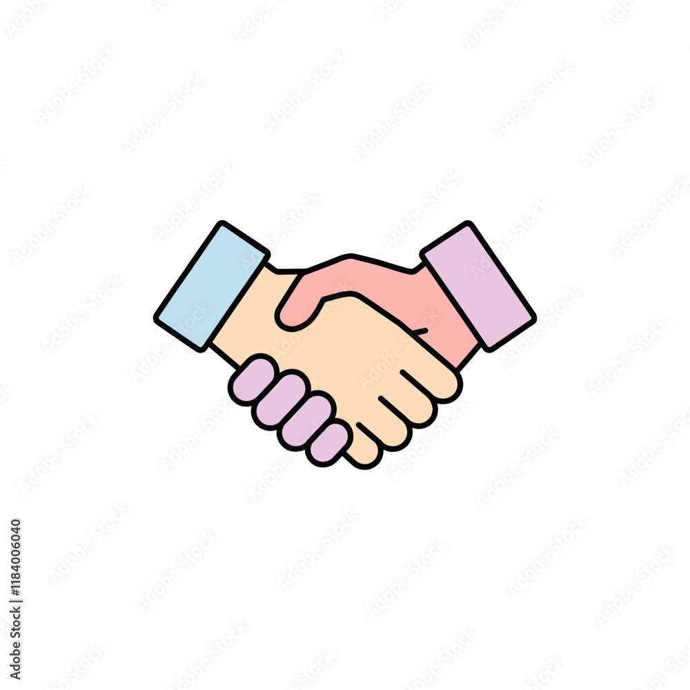 A stylized illustration of two hands shaking A stylized illustration of two hands shaking