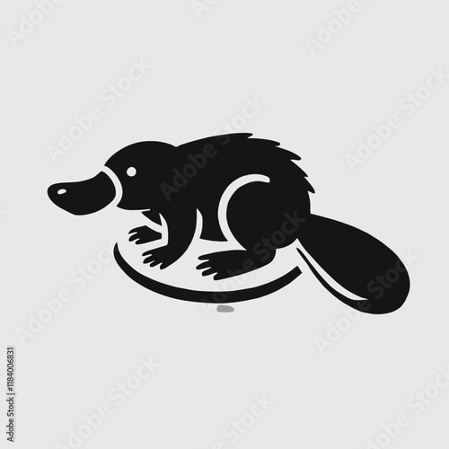 very simple flat and minimalist Platypus silhouette in black on a white background