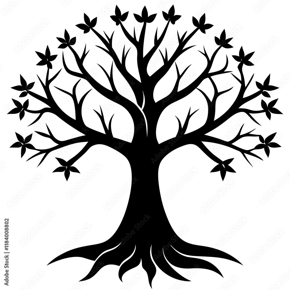 Beautiful tree silhouette vector white background
Beautiful tree silhouette vector white background