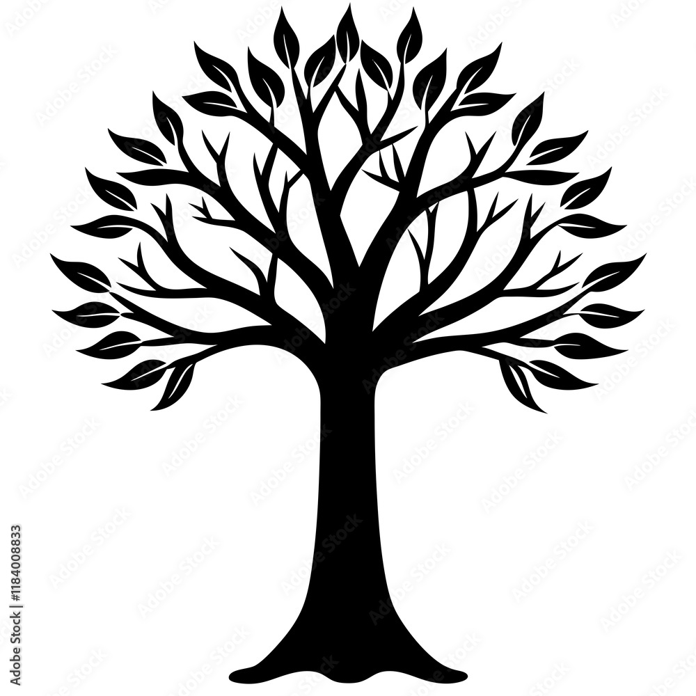 Fototapeta premium Beautiful tree silhouette vector white background 
