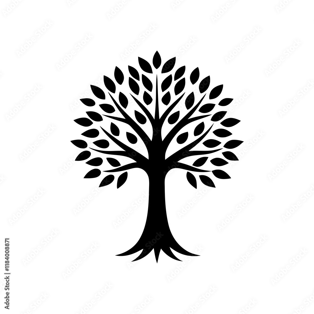 Fototapeta premium Beautiful tree silhouette vector white background 