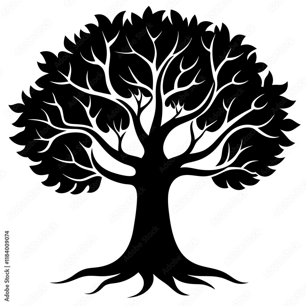 Obraz premium Beautiful tree silhouette vector white background 