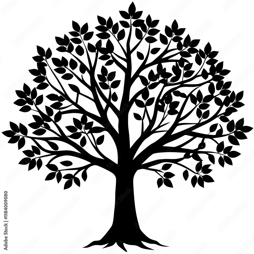 Obraz premium Beautiful tree silhouette vector white background 