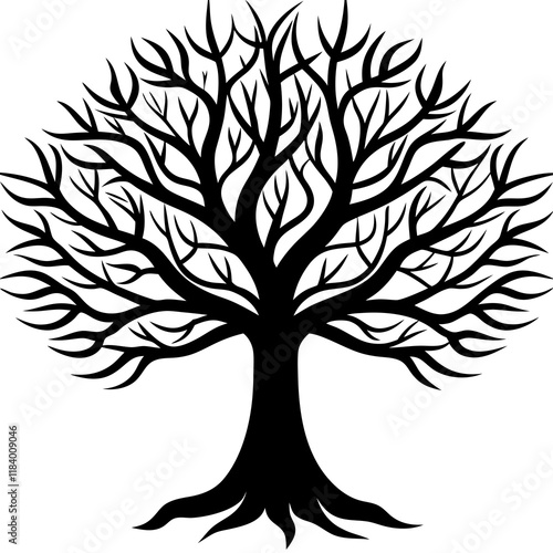 Beautiful tree silhouette vector white background
