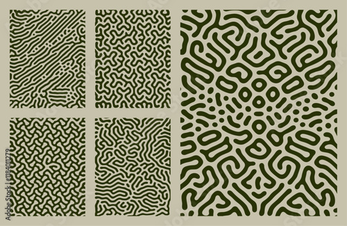 set of green organic turing abstract lines pattern background. pack collection design