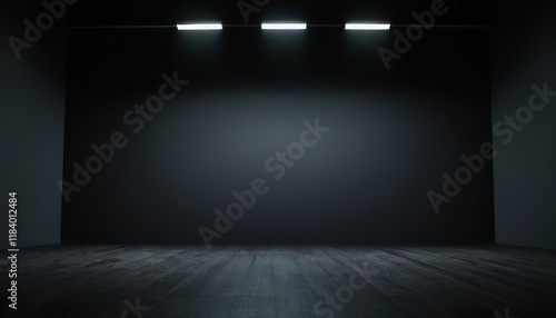Wallpaper Mural Reflective black floor illuminated by an arrangement of soft spotlights in a dark minimalist space 2 Torontodigital.ca