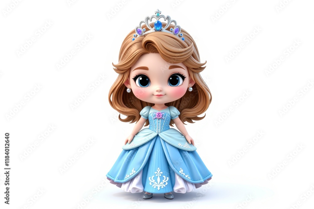 Adorable 3D Render of a Princess in a Light Blue Gown and Tiara Adorable 3D Render of a Princess in a Light Blue Gown and Tiara