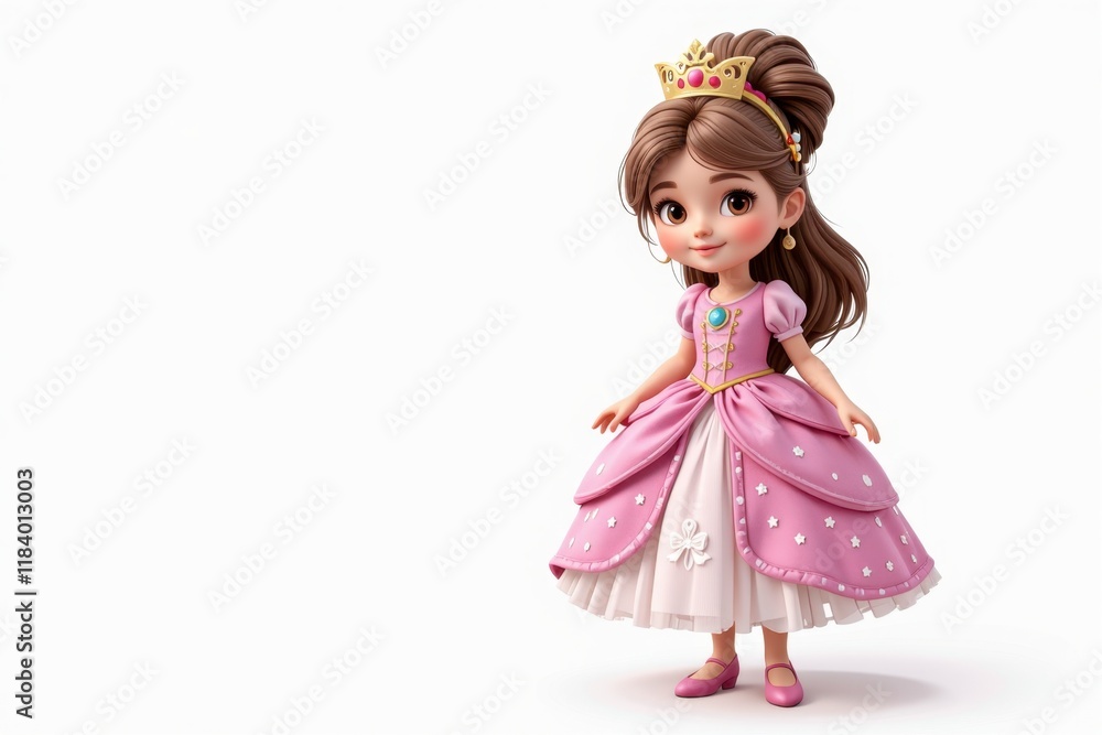 Adorable 3D Render of a Little Princess in Pink Gown Crown and Elegant Pose Adorable 3D Render of a Little Princess in Pink Gown Crown and Elegant Pose