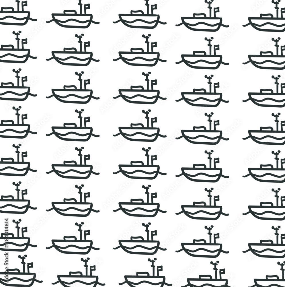 Small sea vessels or ships are repeated to form a cartoonish marine background. Small sea vessels or ships are repeated to form a cartoonish marine background.