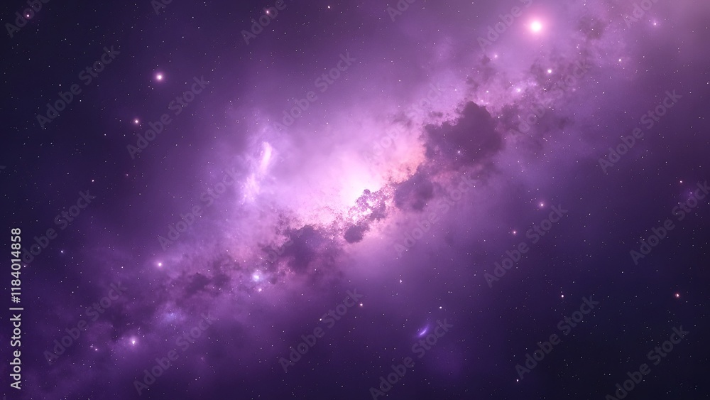Fototapeta premium Lavender Galaxy, Stunning Cosmic Nebula, Stars, and Stardust Background