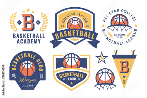 Basketball sports badge, logo, patch. Team club league emblem design template.
