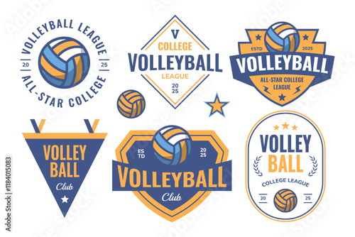 Volleyball sports badge, logo, patch. Team club league emblem design template.