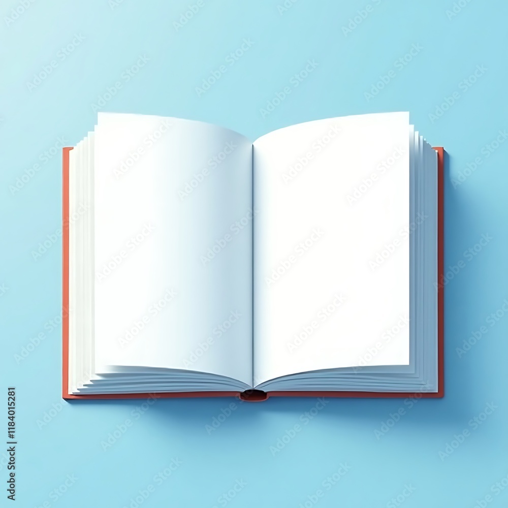 Open Book on Blue Background: A Blank Canvas for Stories Open Book on Blue Background: A Blank Canvas for Stories