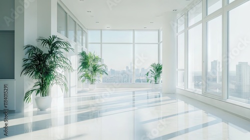 Wallpaper Mural Modern Minimalist Office Interior with City View Torontodigital.ca