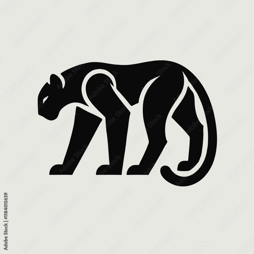 Obraz premium very simple flat and minimalist Panther silhouette in black on a white background