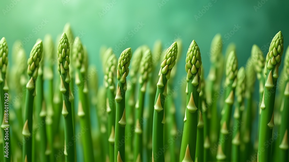 Vibrant Green Asparagus Spears, Lush Emerald Field of Fresh Produce