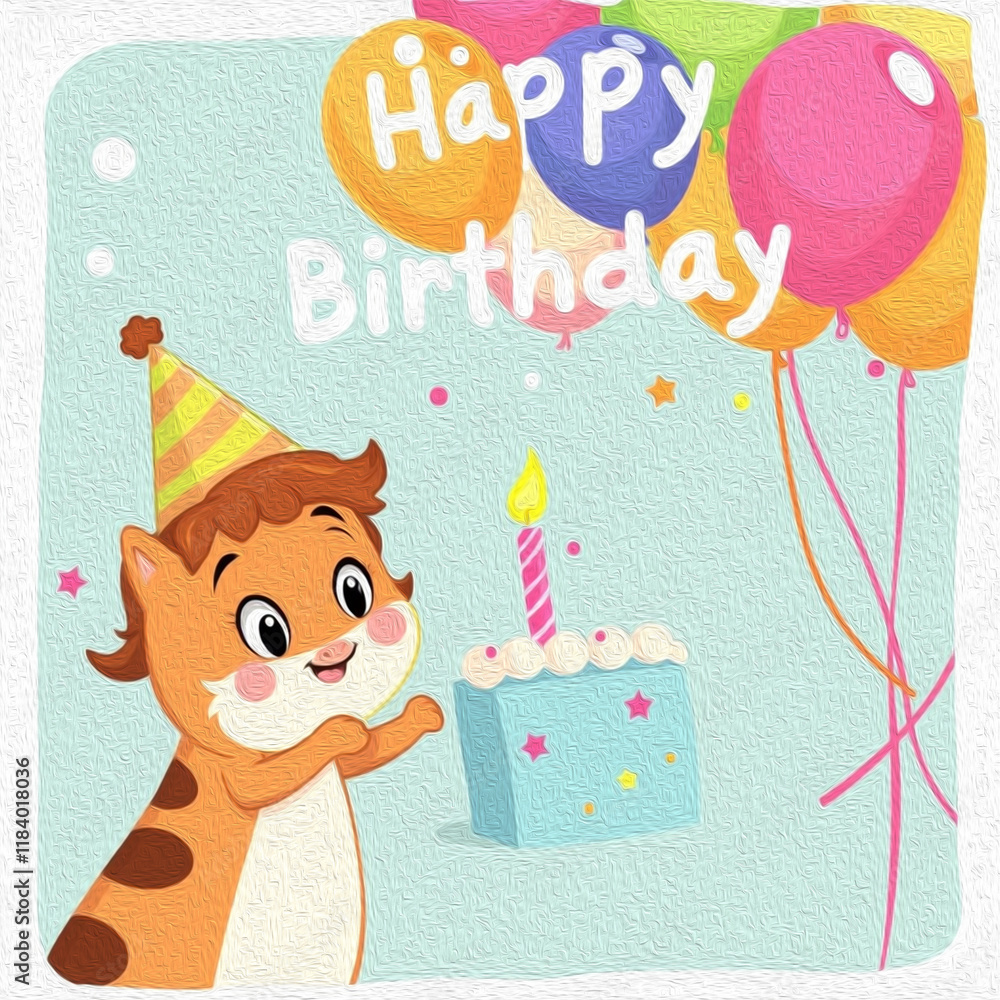 Fototapeta premium Pattern for birthday cards, covers, wallpaper, decorative paper . Oil painting