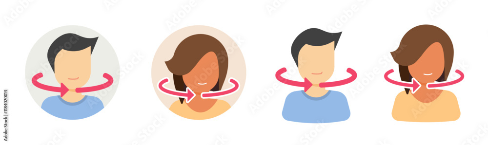 Face head rotation spin scan icon vector, user biometric facial ...