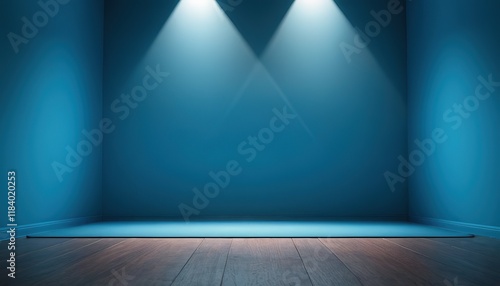 Spotlight blue light rays room studio background for use in various applications and design products vector 4