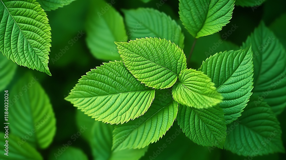 Lush green leaves, vibrant foliage texture. Lush green leaves, vibrant foliage texture.
