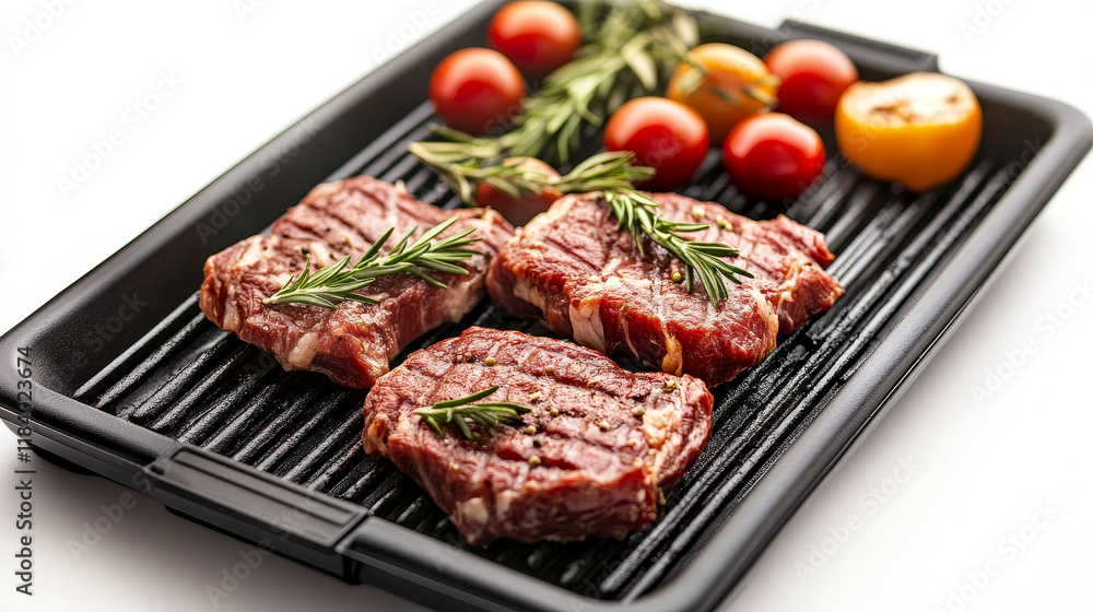 Grilled Perfection: Meat, Rosemary, and Vegetables on Electric Grill
Grilled Perfection: Meat, Rosemary, and Vegetables on Electric Grill