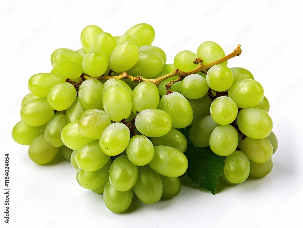 Fresh Green Grapes Isolated on White Background Perfect for Healthy Living Themes, Culinary Delights, and Natural Products Showcase Fresh Green Grapes Isolated on White Background Perfect for Healthy Living Themes, Culinary Delights, and Natural Products Showcase