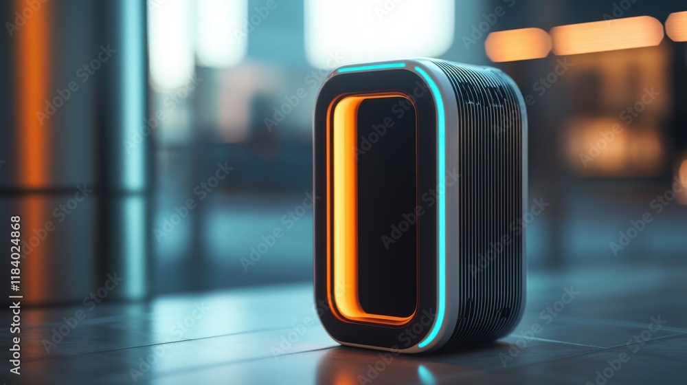 Futuristic Air Purifier in Modern Setting Futuristic Air Purifier in Modern Setting