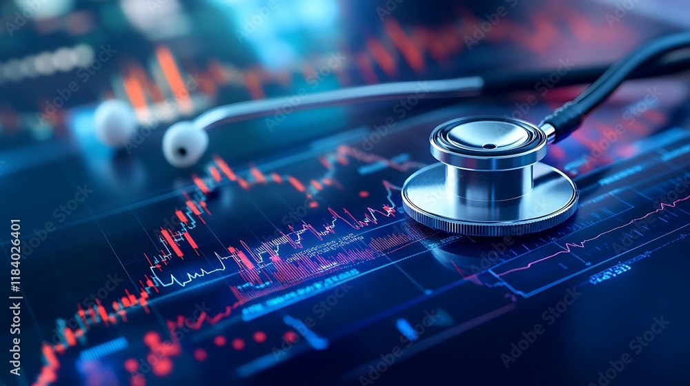 Healthcare sector background with stock price charts, showcasing medical wellness. Healthcare sector background with stock price charts, showcasing medical wellness.
