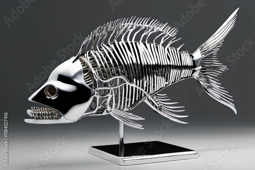 Chrome fish skeleton figuri...