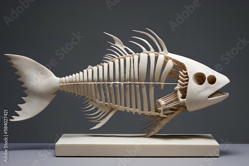 Stone fish skeleton figurin...