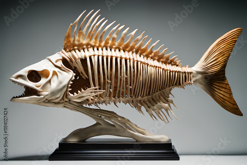 Leather fish skeleton figur...