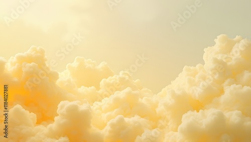 Dreamy Pastel Yellow Cloudscape, Abstract AI Generated Cloud Patterns, Ethereal and Soft Background Texture