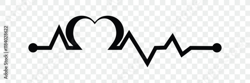 Heartbeat icon collection. Set of black cardiology pulse icons. Heartbeat icons in black. Medical heartbeat symbol collection