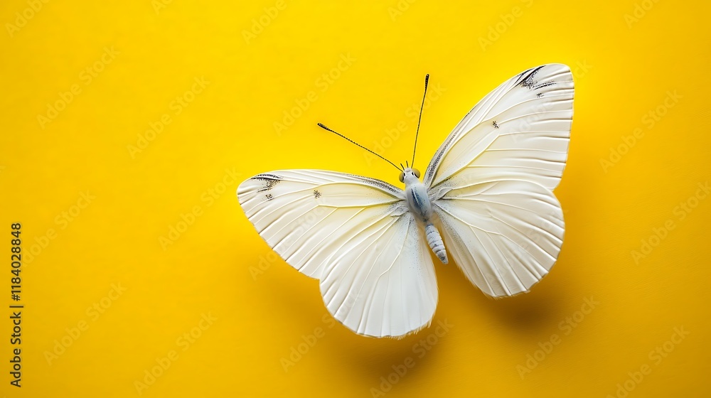 White butterfly on yellow background. (2) White butterfly on yellow background. (2)