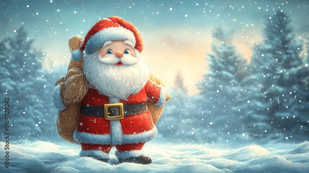 Snowy Winter Forest Santa Claus Gift Delivery Snowy Winter Forest Santa Claus Gift Delivery