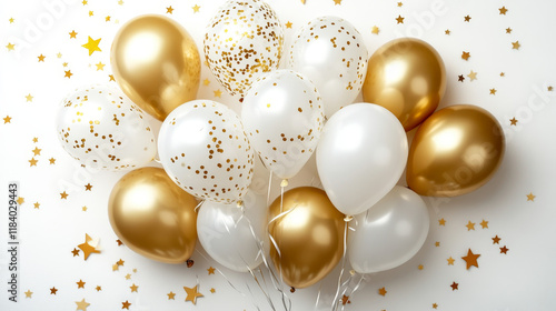 Wallpaper Mural  Golden Celebration: White and Gold Balloons with Star Confetti

 Torontodigital.ca