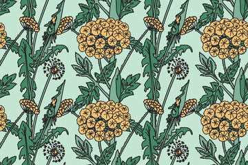 Papier peint photo Jungle Chrysanthèmes art nouveau motif floral vintage  © cosveta