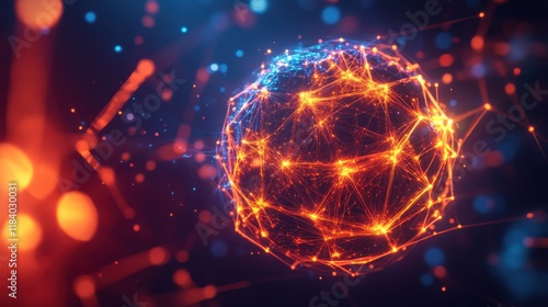 Intricate Glowing Spherical Virus in Space Environment