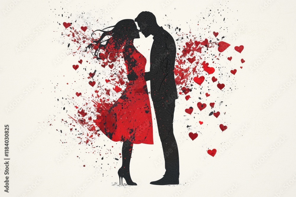 Fototapeta premium Modern Valentine's Day Poster - Flat Design & Vibrant Tones