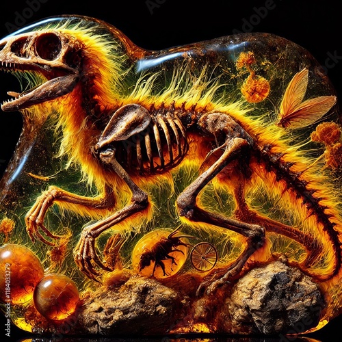 Fossilized Creatures in Amber Resin Strange otherworldly creatur photo