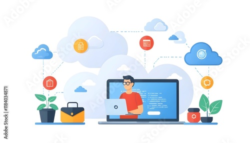 Wallpaper Mural Isometric Data Transfer and Cloud Storage Icon: Digital Service Representation with Network Connection for Websites Torontodigital.ca